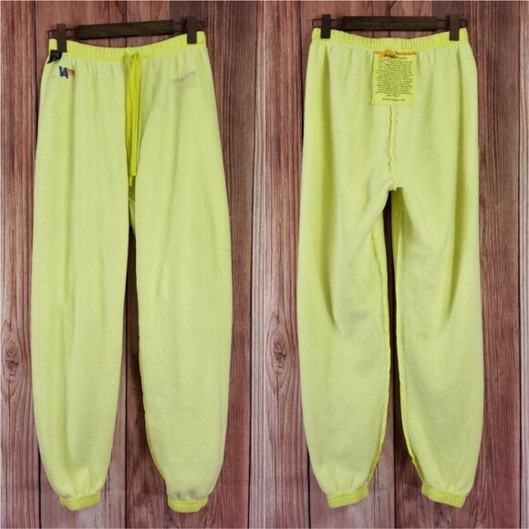 *FLAW* Aviator Nation Womens Size Large Neon Yellow Logo Sweatpants Joggers - Picture 3 of 12